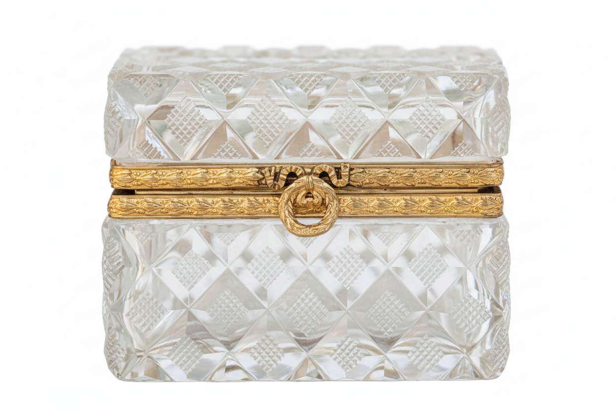 Antique Crystal Jewelry Casket