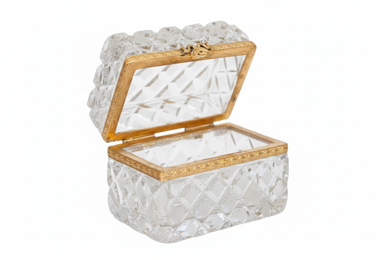 Antique Crystal Jewelry Casket