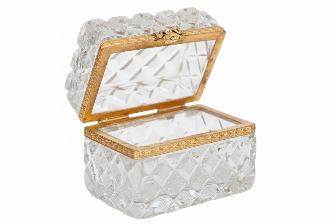 Antique Crystal Jewelry Casket