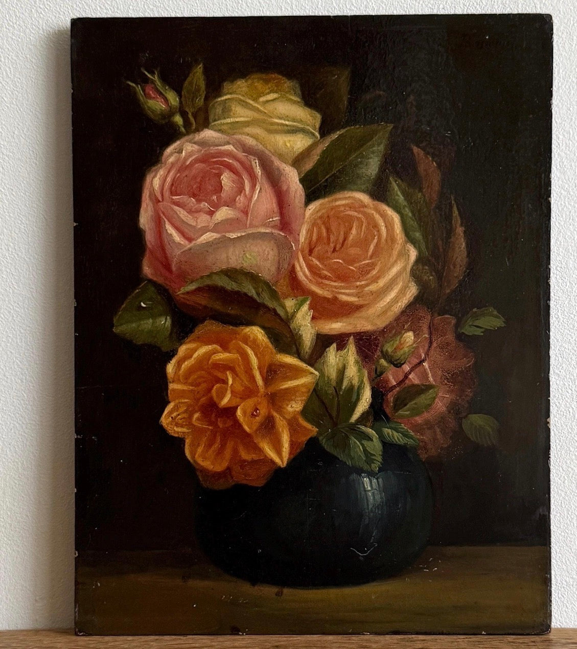 Antique Roses Still Life Oil Painting